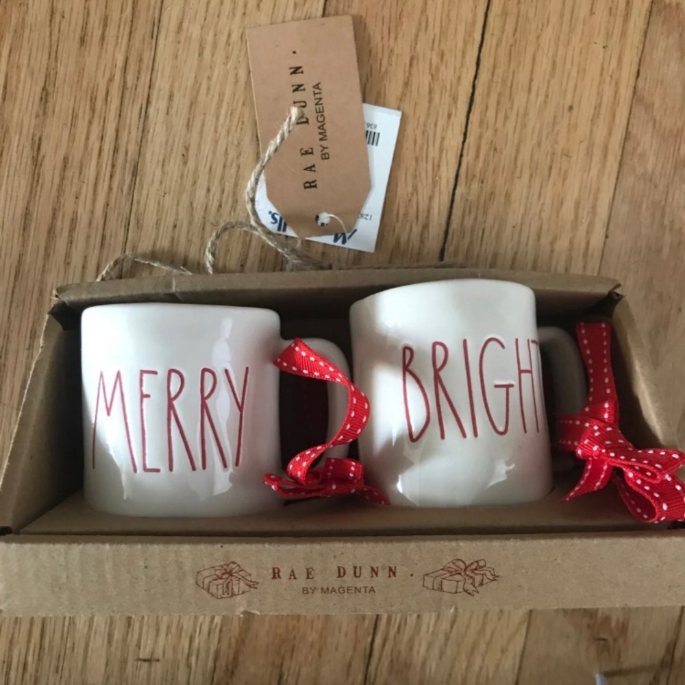 Rae Dunn Merry Bright Mini Mug Ornaments